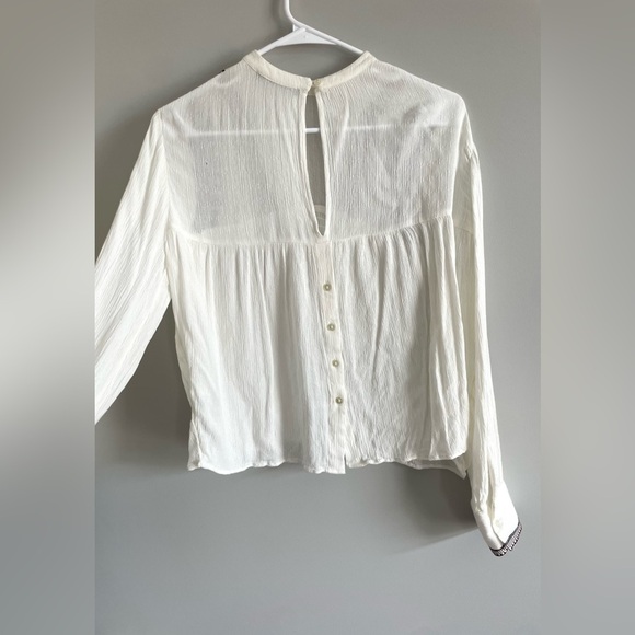 M&S White Bohemian Hippie Flowy Long Sleeve Blouse Embroidered - Picture 5 of 15